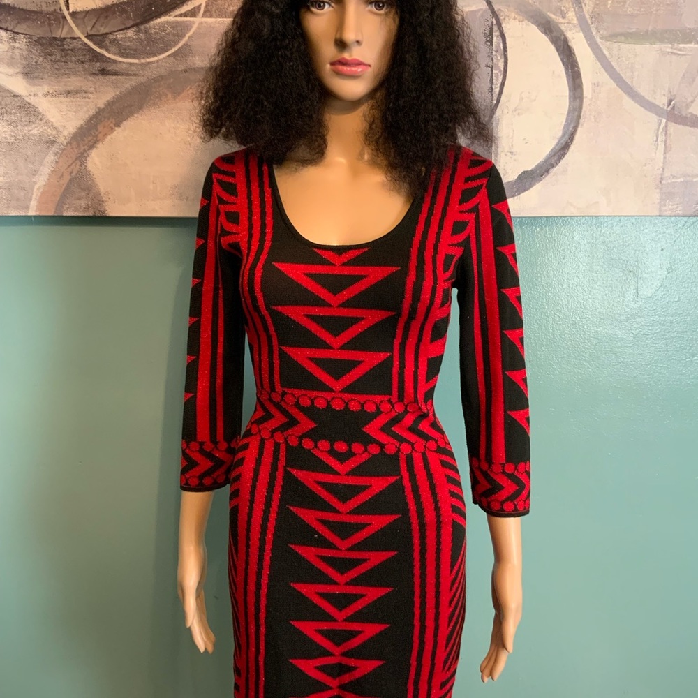 Long sleeve black and red dress